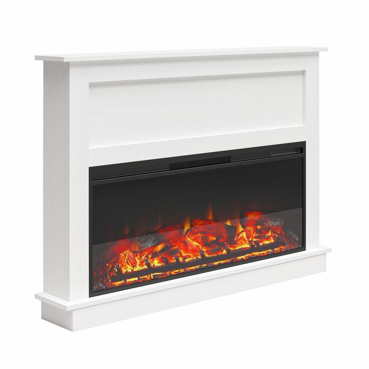 Ellsworth Wide Modern Electric Fireplace Insert With Mantel And Remote Control