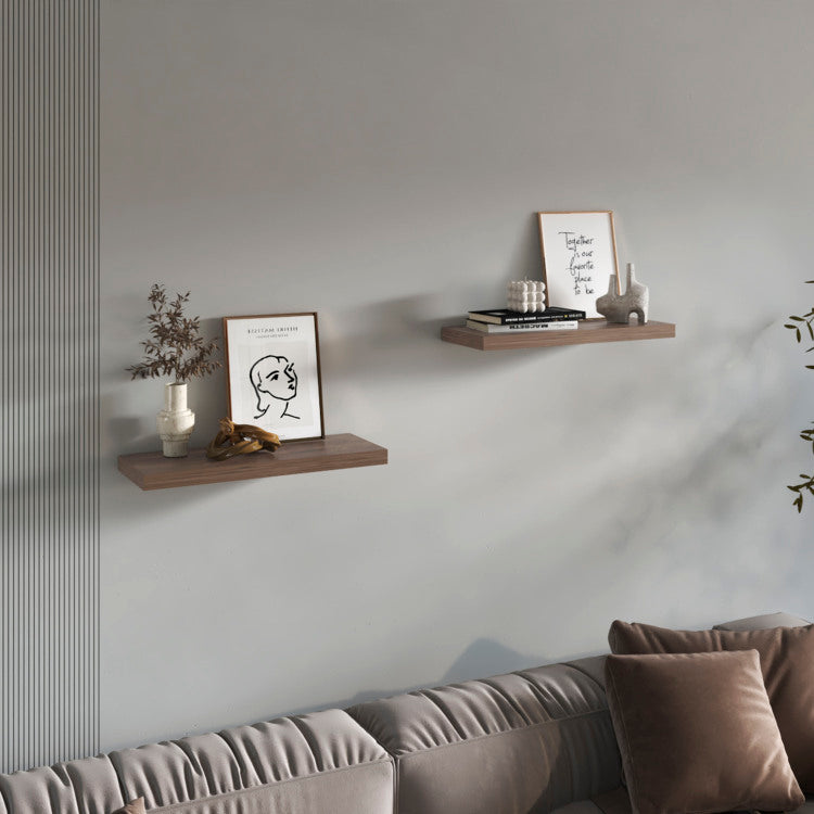 Floating Shelves, Light Brown, 2 Shelves, 1.50" H