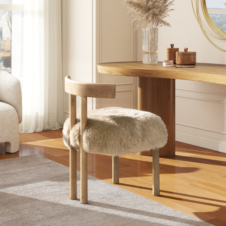 Arden 19.5" Genuine Sheepskin Fur Split Back Dining Chair Natural Blonde Genuine Fur