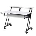 White And Black Music Recording Studio Desk With Metal Base