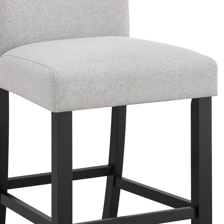 Riac Set Of 2 Counter Height Chairs, Black Wood, Dove Gray Fabric Seat
