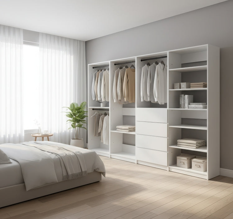 Prosper White Freestanding Walk In Wood Closet System