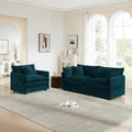 2 Seater Loveseat And Chair Set, 2 Piece Sofa & Chair Set, Loveseat And Accent Chair , 2 Piece Upholstered Chenille Sofa Living Room Couch Furniture 1 2 Seat ,Blue Chenille