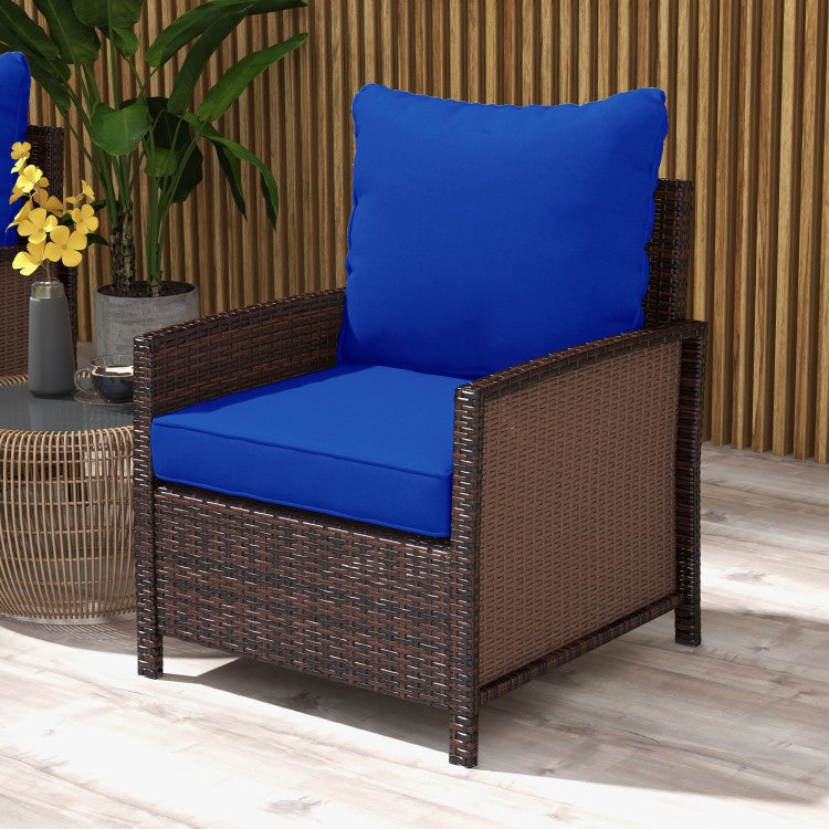 Outsunny 4 Piece Patio Chair Cushion And Back Pillow Set, Seat Replacement Patio, Cushions Set For Outdoor Garden Furniture, Navy Blue