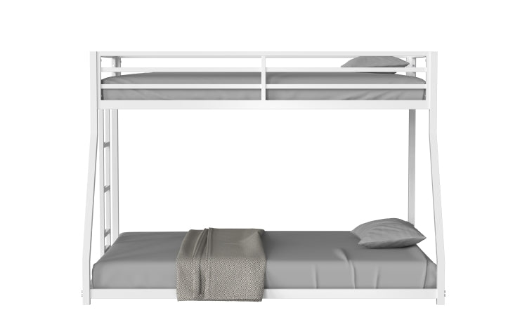 Same As B083P160614 Adam Sturdy Twin Over Full Bunk Bed Metal White For Kids And Adult, Low Profile And Easy Climbing With Stable Ladder