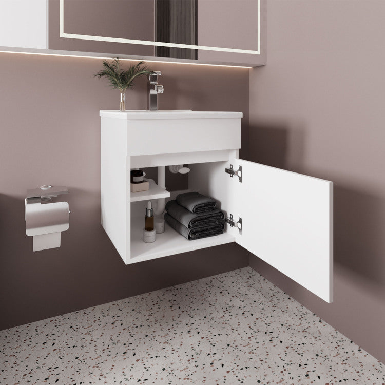 Bathroom Vanity With Sink, 1 Door, White
