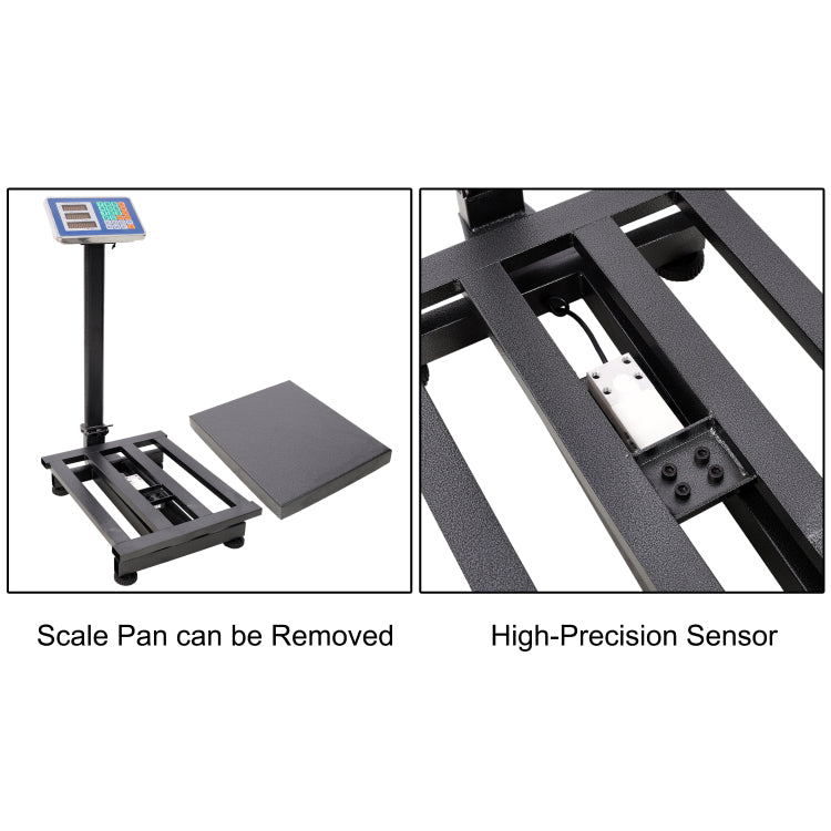 660Lbs Weight Computing Digital Scale Floor Platform Scale,0.1 Lbs Accuracy Computing Floor Scale With Lb Kg, Tare, Price Calculator, Black Color