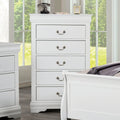 Transitional Style Chest 1Pc Bracket Legs Dust Proof Case Hanging Drawers Pull English Dovetail Drawers White Finish Bedroom Furniture