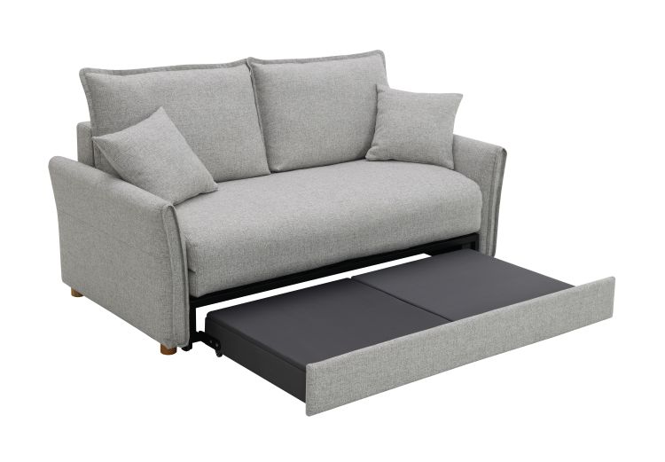 Oren Gray Chenille Sleeper Sectional Sofa W Storage & 2 Toss Pillows