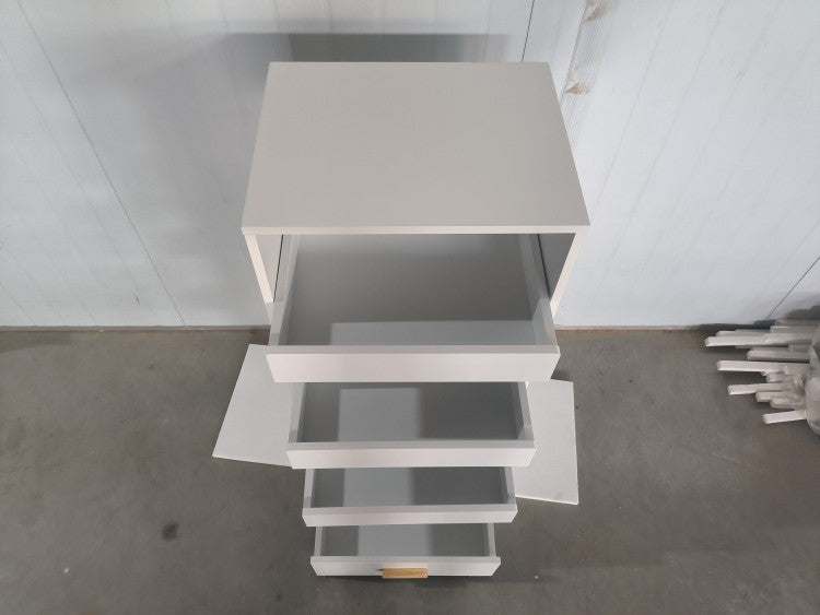 4 Tier Freestanding Bookshelf With 3 Sliding Drawers And 1 Bottom Drawer