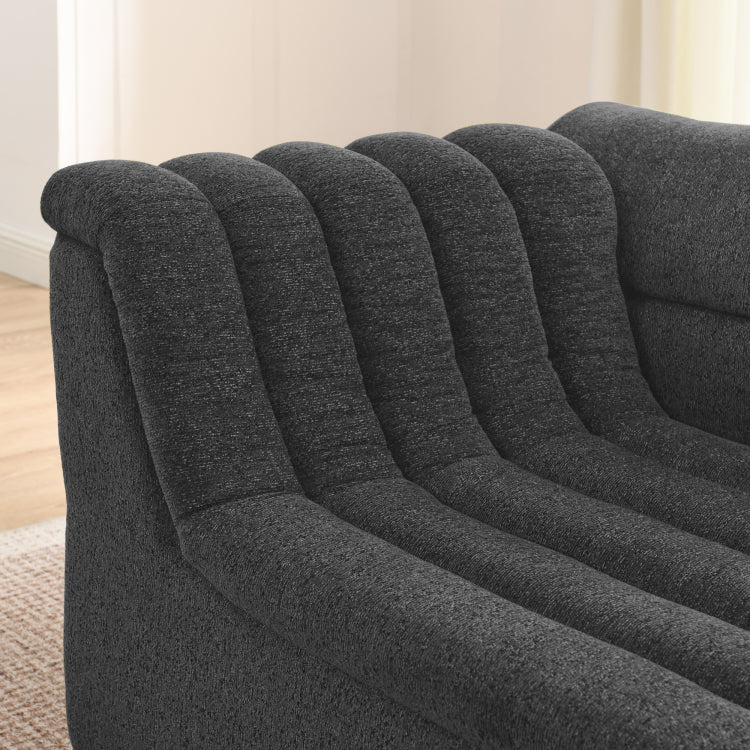 135" U Shaped Modular Sectional Sofa With Chaise And Movable Ottoman For Living Room, Chenille Upholstered Boneless Couches With Wave Shaped Armrest, No Pillows Included