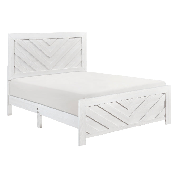 Contemporary White Finish Queen Size Panel Bed Wooden Bedroom Furniture 1Pc, Bed In A Box