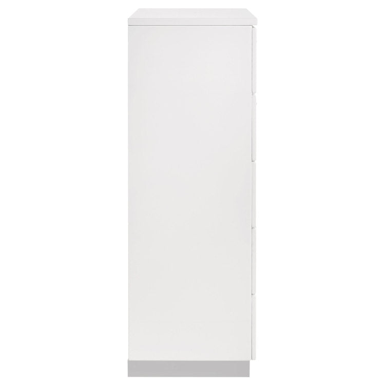 Dulcey White High Gloss 5 Drawer Bedroom Chest