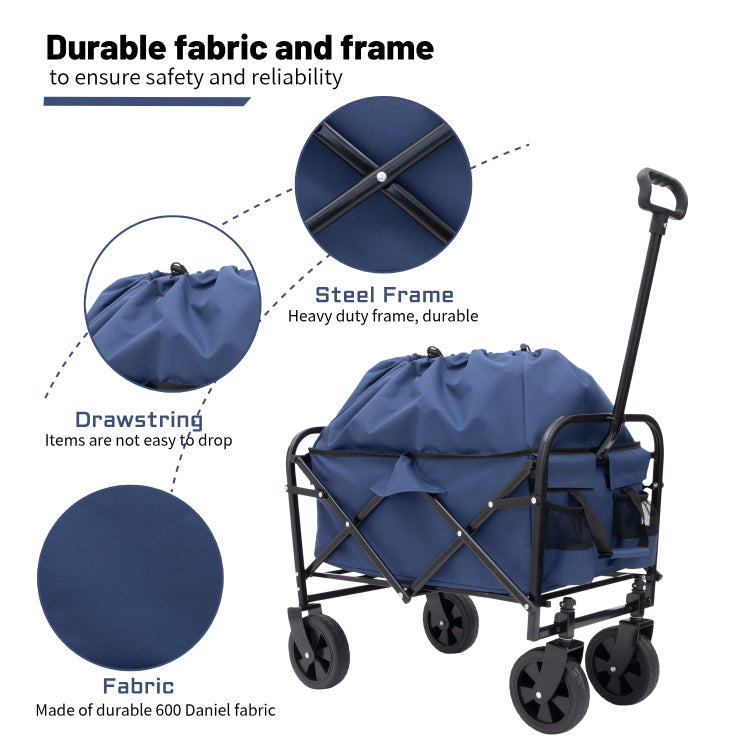 Minimeetall Multi Use Bag,Collapsible Foldable Wagon Cart Beach Wagon Heavy Duty Utility Cart Utility Wagon Grocery Cart For For Camping 3Pcs Plastic Liner Bag Cover , Dark Blue