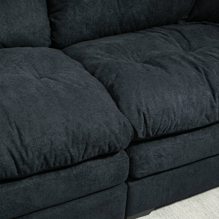 84" Chenille Sofa Small Sofa Loveseat Deep Seat Sofa Couch With 2 Throw Pillows & Memory Foam For Living Room Apartment Office Lounge Black