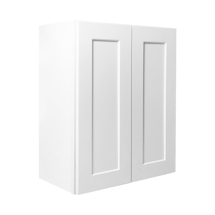 24 Inch White Shaker Double Door Wall Cabinet Solid Wood With 2 Adjustable Shelves Ready To Assemble For Kitchen,Bathroom,Laundry And Garage Storage 24"W 12"D 30"H