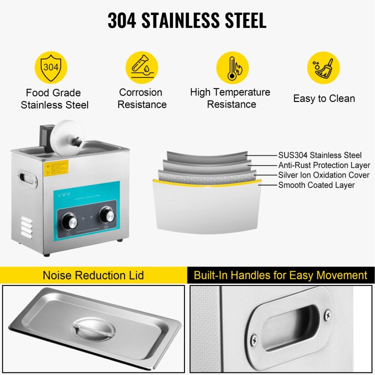Ultrasonic Vinyl Record Cleaner 6L 40Khz Vinyl Ultrasonic Cleaning Machine Knob Control Record Ultrasonic Cleaner 4 Records Vinyl Sonic Cleaner Stainless Steel Tank W Mechanical Heater & Timer