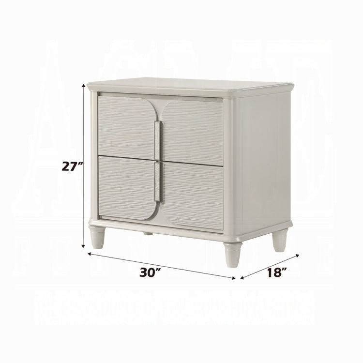 Pearl White Finish Luxury Glam Nightstand Of 2 Drawers Wooden Bedroom Furniture 1Pc