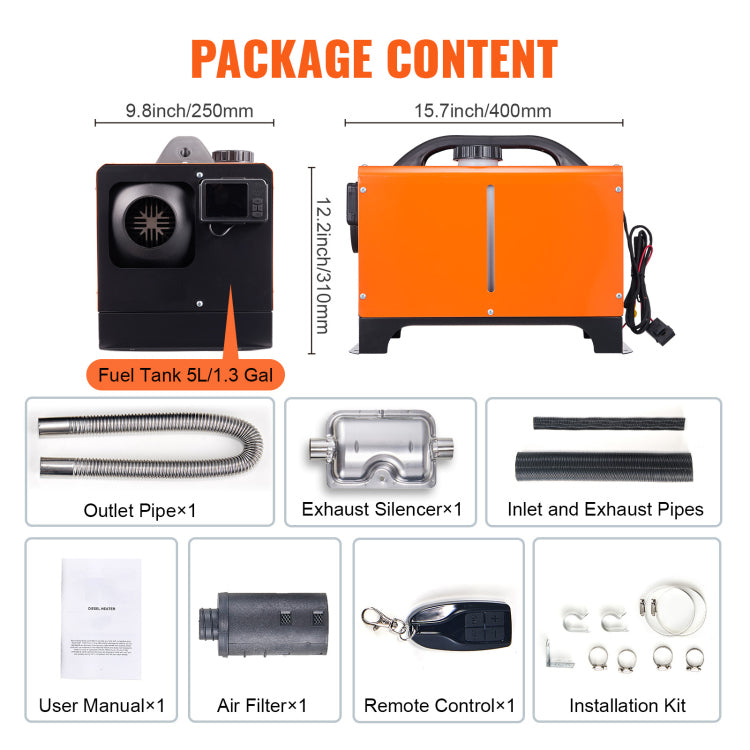 Diesel Air Heater All In One 12V 8Kw Bluetooth App Lcd For Car Rv