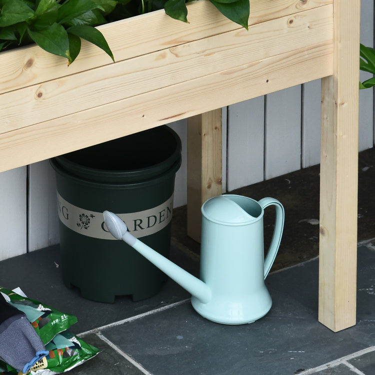 Outsunny Raised Garden Bed With Legs, 34" X 18" X 30", Elevated Wooden Planter Box, Self Draining With Bed Liner For Vegetables, Herbs, And Flowers Backyard, Patio, Balcony Use, Natural