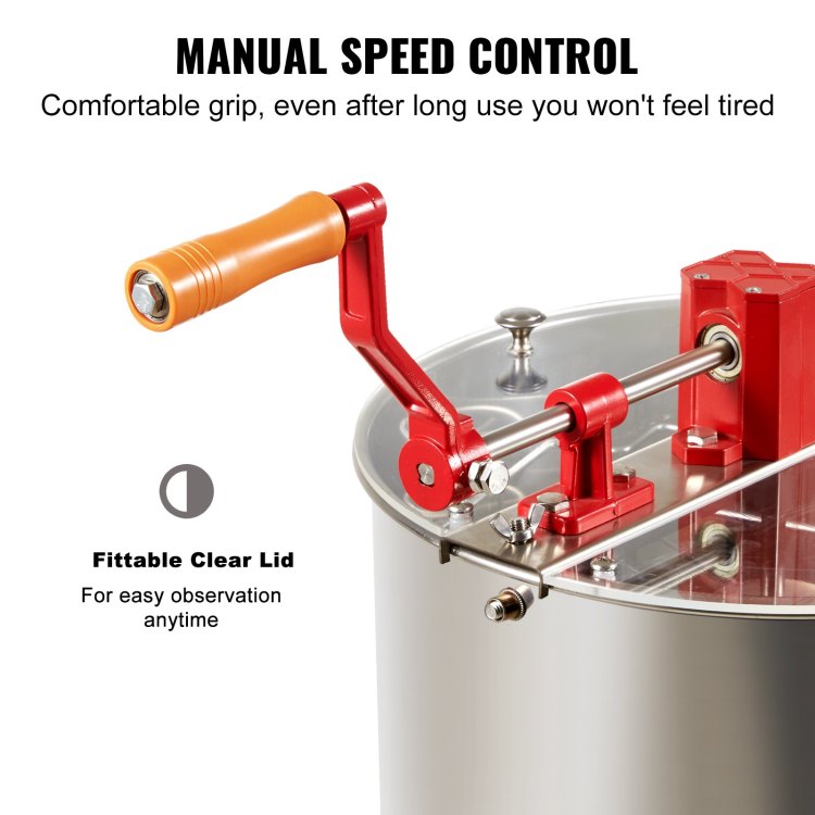 Manual Honey Extractor, 2 4 Frames Honey Spinner Extractor, Stainless Steel Beekeeping Extraction, Honeycomb Drum Spinner With Lid, Apiary Centrifuge Equipment With Height Adjustable Stand