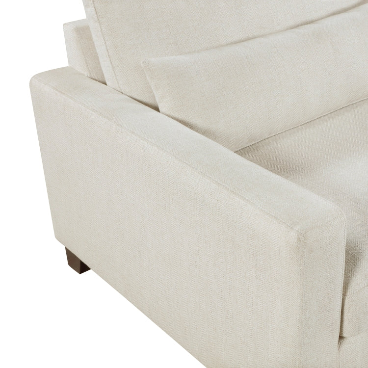 Ivory Fabric Upholstered Sofa With Pillows Cushion Seat And Back Modern Living Room Furniture 1Pc Solid Wood Legs