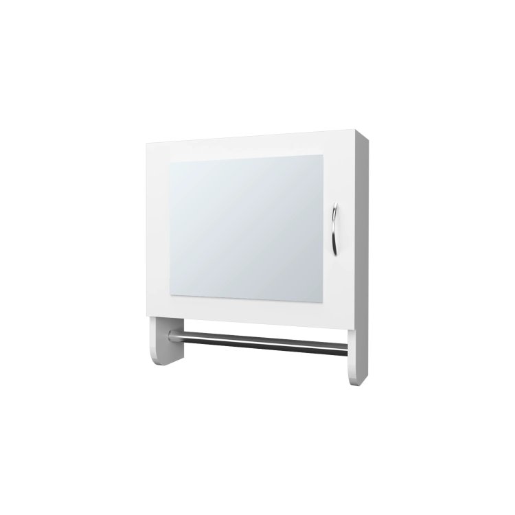 White Medicine Cabinet With Towel Bar And Included Mirror