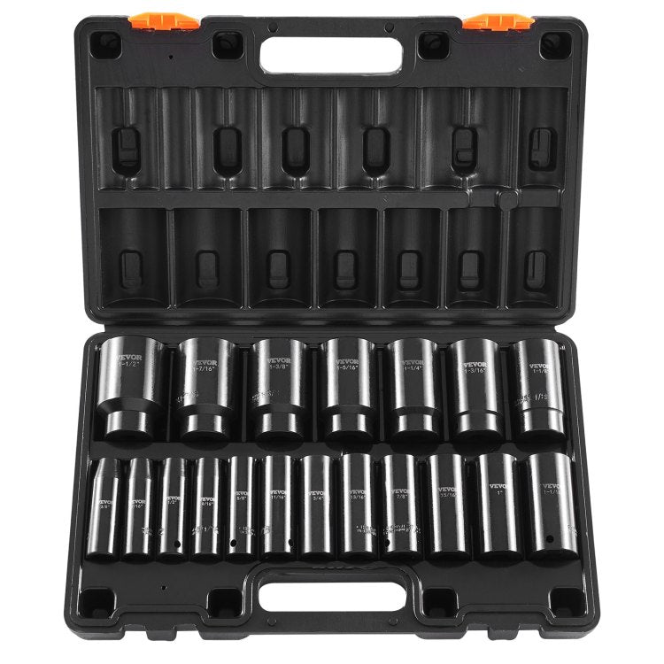 Impact Socket Set 1 2 Inches 19 Piece Impact Sockets, Deep Socket, 6 Point Sockets, Rugged Construction, Cr V, 1 2 Inches Drive Socket Set Impact 3 8 Inch 1 1 2 Inch, With A Storage Cage