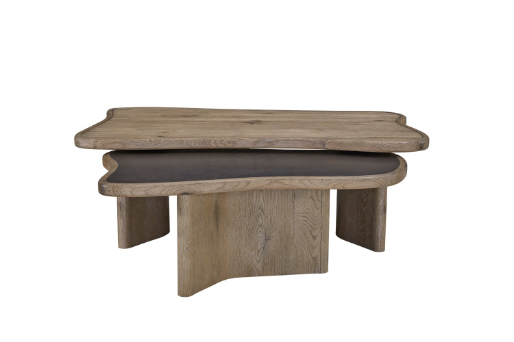 English Knotty Oak Nesting Cocktail Table