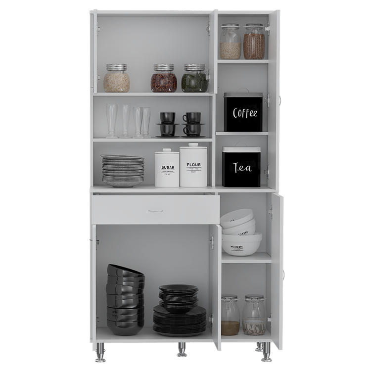 Venice 90 Pantry Cabinet, Multiple Cabinets, One Drawer, Two Open Shelves