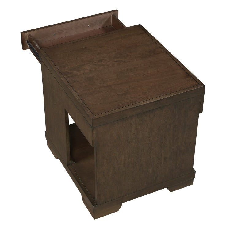 Modern Design End Table Espresso Finish Dovetail Drawer Open Shelf Contemporary Living Room Wooden Furniture 1Pc