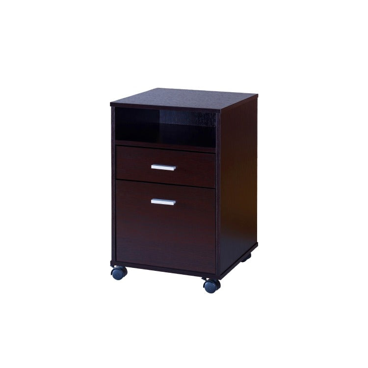 Desk W File Cabinet, 2 Storage Drawers, 47 Inch Red Cocoa Brown