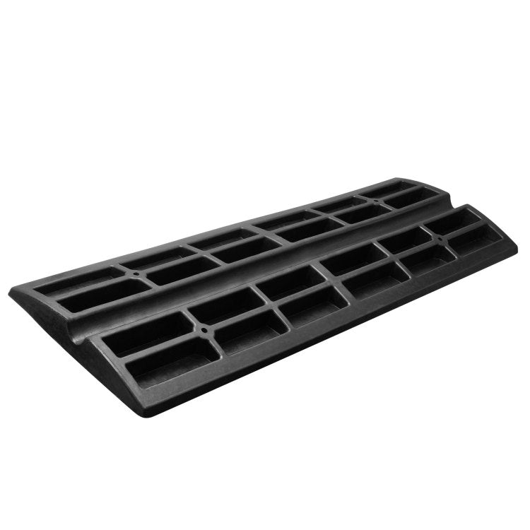 Rubber Curb Ramp For Driveway 1 Pack, 15T Heavy Duty Sidewalk Curb Ramp, 2.6" Rise Height Cable Cover Curbside Bridge Ramp For Garage For Low Cars, Wheelchairs
