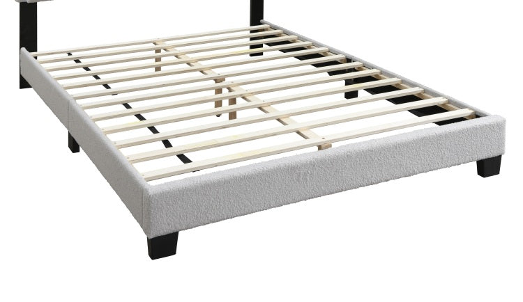 1Pc Full Size Bed Channel Tufting W Led Full Upholstered Light Gray Finish Bedroom Furniture