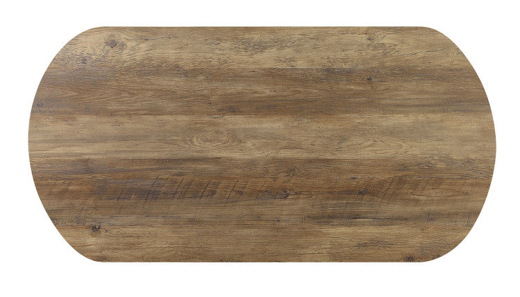 Industrial Style 3Pc Coffee Table Rustic Oak And Sand Black Finish U Shape Base Steel 1X Oval Coffee Table 2X Round End Table Replicated Wood Top
