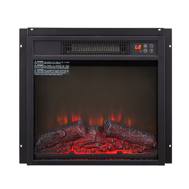 Electric Fireplace Insert 18" 1400W 120V ,Equipped With Remote Control, Ultra Thin Heater With Log Set & Realistic Flame Black