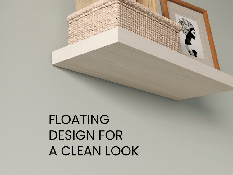 Floating Shelves, White Washed Oak, 2 Shelves, 1.50" H