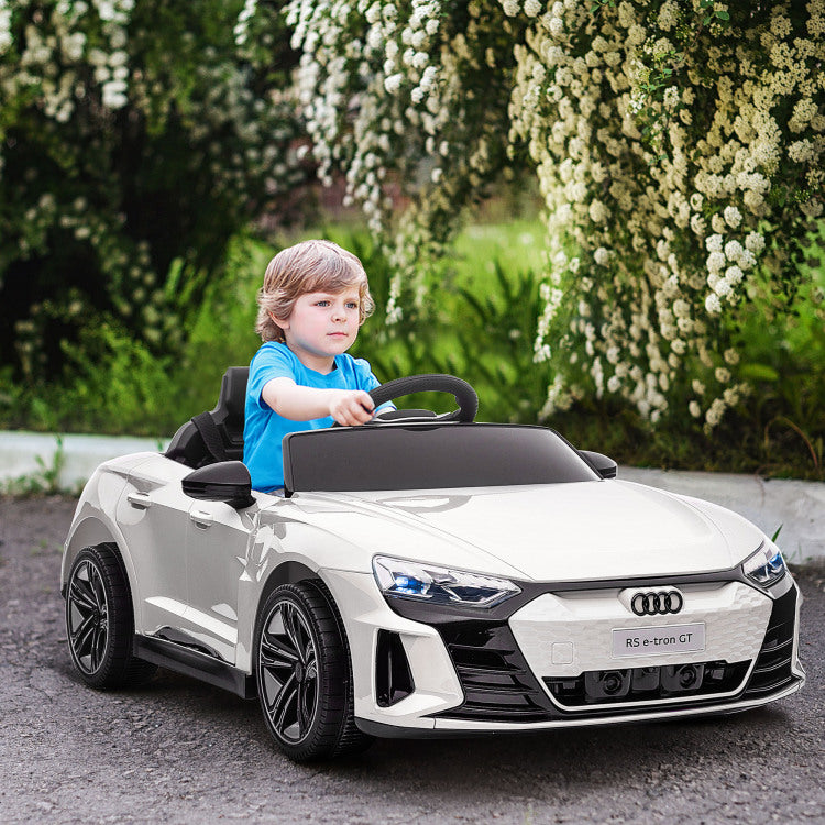 Aosom Kids Ride On Car, 12V Licensed Audi Rs E Tron Gt 3.1 Mph Electric Car For Kids, Ride On Toy For Boys And Girls With Remote Control, 4 Wheels With Suspension, Horn, Music, Lights, White
