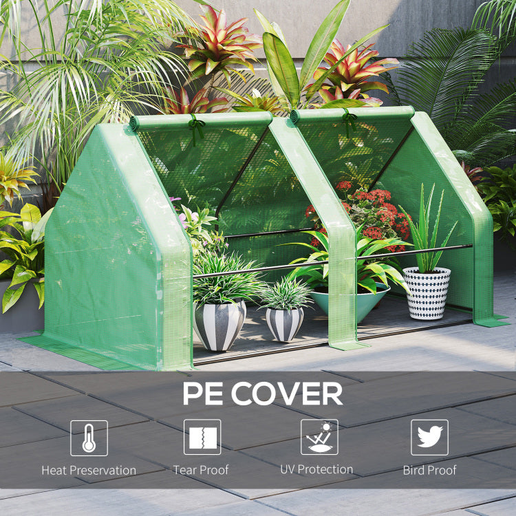 Outsunny 6' X 3' X 3' Portable Mini Greenhouse Outdoor Garden With Large Zipper Doors And Water Uv Pe Cover, Green