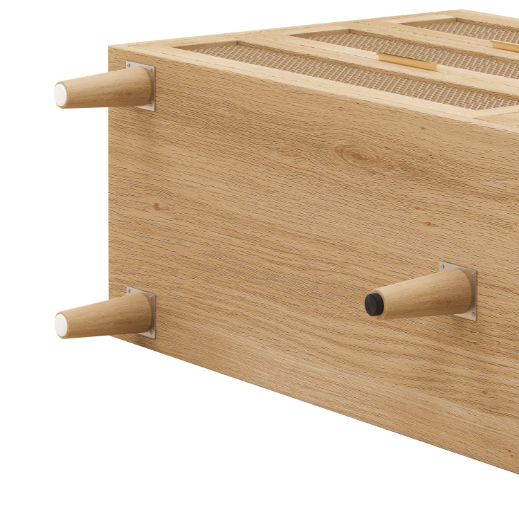59.06"6 Drawers Rattan Storage Cabinet Rattan Drawer With White Drawer Slides,For Bedroom,Living Room,Natural