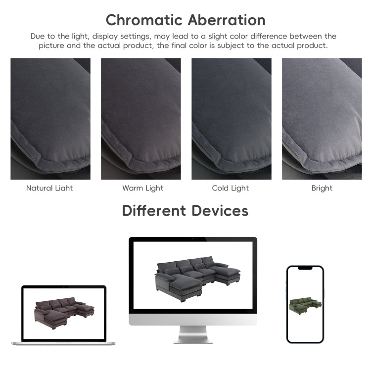 109.8*55.9" Modern U Shaped Sectional Sofa With Waist Pillows,6 Seat Upholstered Symmetrical Sofa Furniture,Sleeper Sofa Couch With Chaise Lounge For Living Room,Apartment,5 Color