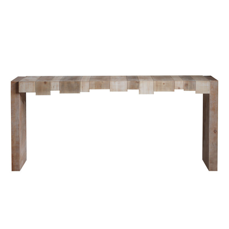 Modern Rustic Console Table 71" Entryway Table With Sculpted Block Design Narrow Sofa Table For Hallway, Living Room, Or Foyer