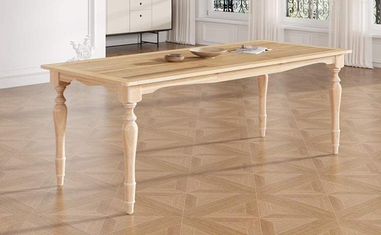 Vintage Traditional 82.7Inch Extendable Dining Table With 23.6Inch Removable Leaf, Natural