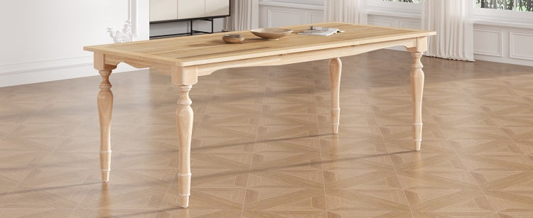 Vintage Traditional 82.7Inch Extendable Dining Table With 23.6Inch Removable Leaf, Natural