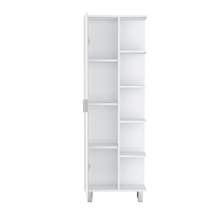 Keller Linen Cabinet 63" H, With 1 Door And 9 Shelves, White