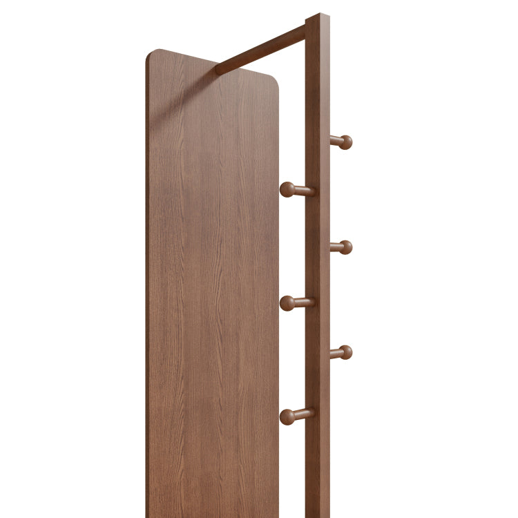 360 Rotating 69"X20" Multifunctional Full Length Mirror With Hook Storage Rack Coat Rack With Mirror Solid Wood Floor Mirror Bedroom Living Room Cloakroom Space Saving Walnut