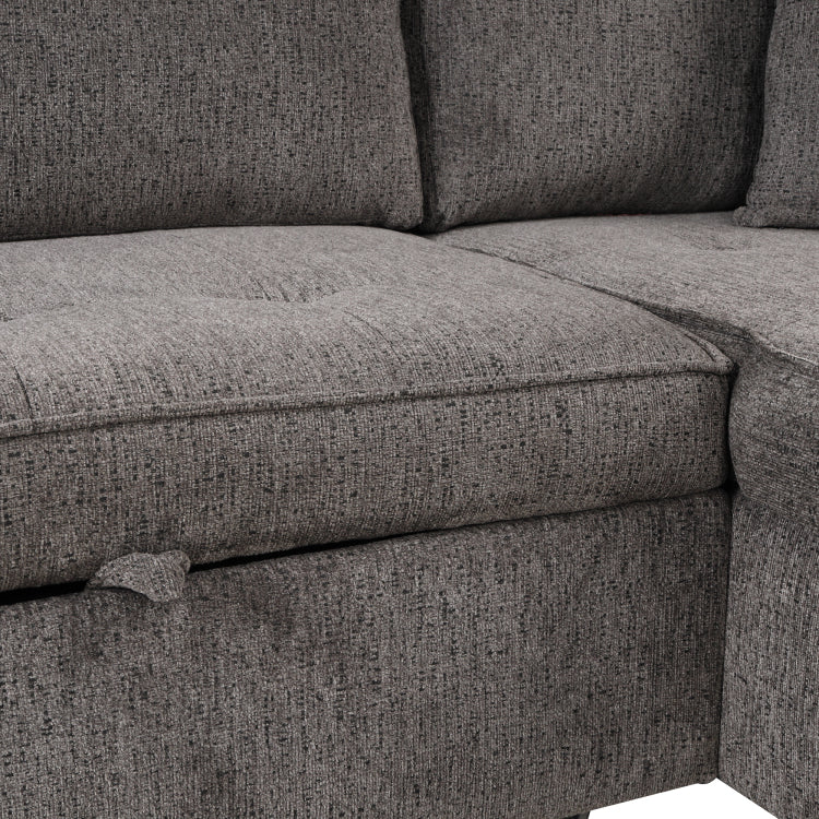 104.5" Modern L Shape 3 Seat Reversible Sectional Couch, Pull Out Sleeper Sofa With Storage Chaise And 2 Stools For Living Room Furniture Set,Knox Charcoal Old Sku:Sg000431Aaa