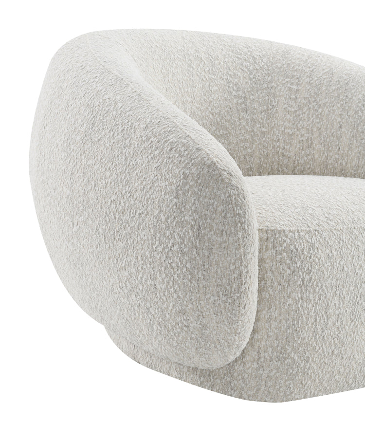 Contemporary Style 1Pc Swivel Chair Boucle Upholstered 360 Degree Swivel Base Armrest Slope Curved High Density Foam Beige Finish
