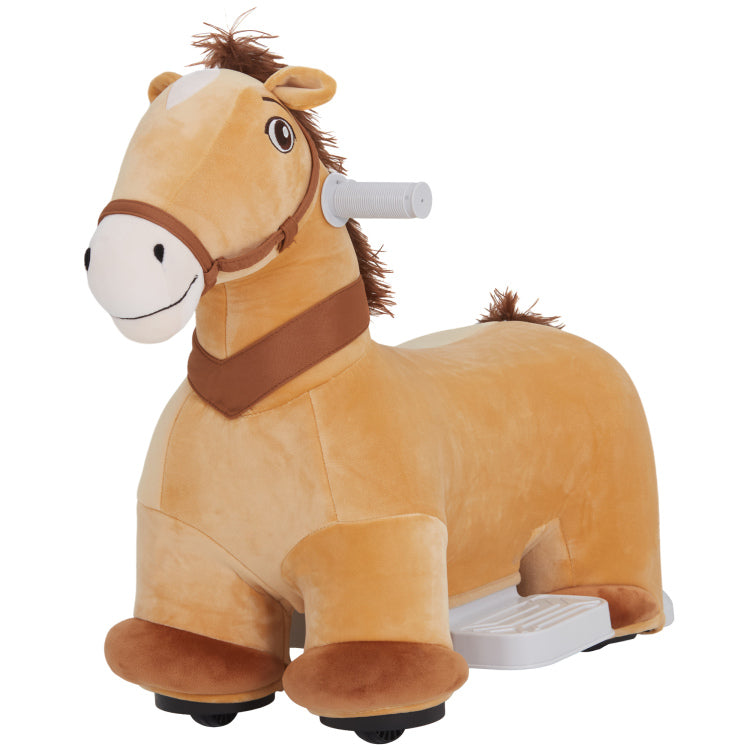 Qaba 6V Ride On Horse, Battery Powered Electric Ride On Pony With Music Forward, Pu Wheels, Soft Touch, For Girls Boys Aged 18 36 Months, Brown