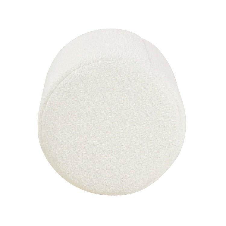 Sem Round Accent Ottoman, Cream White Chanel Stitched Boucle 18 Inch